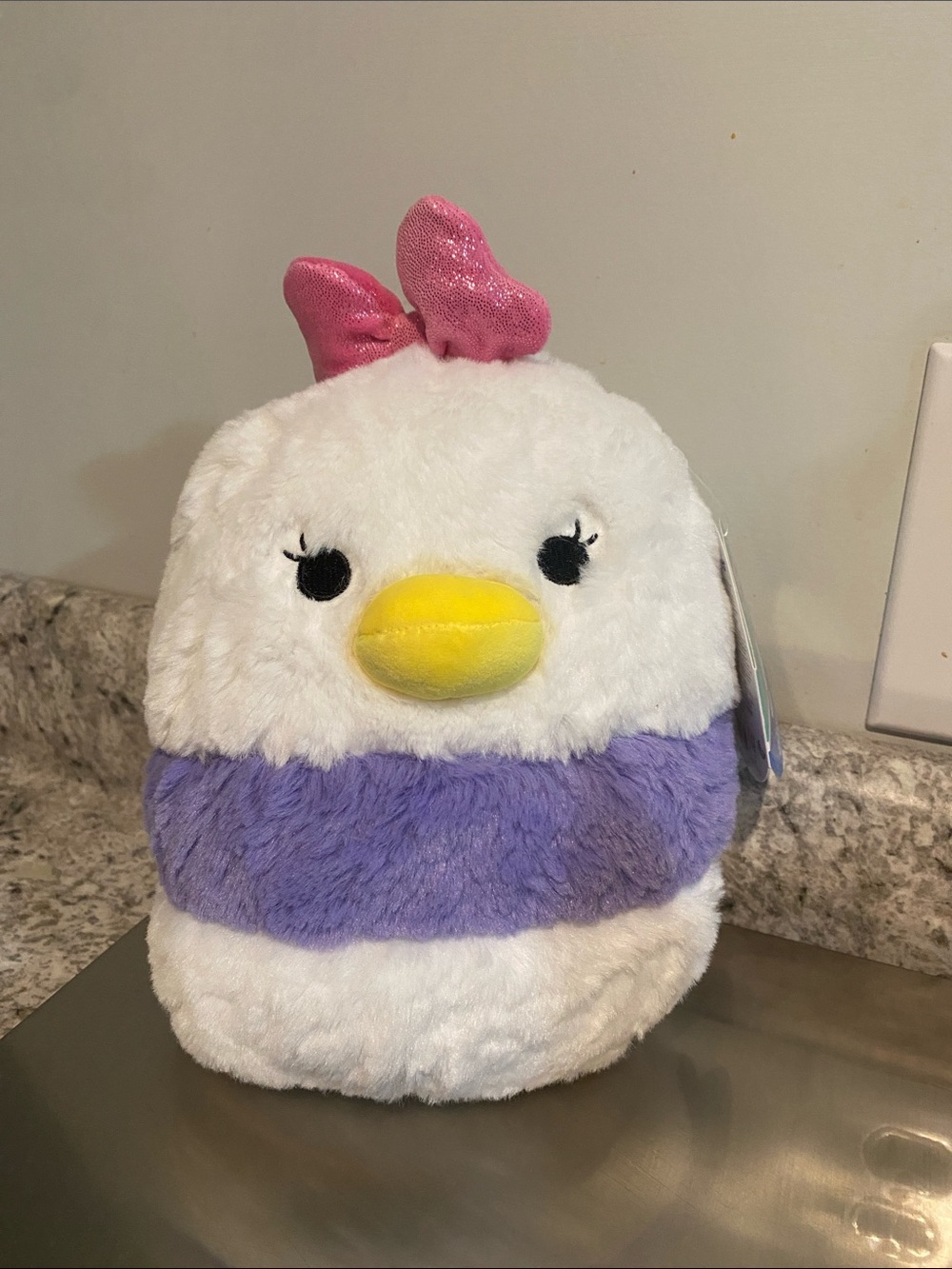 Disney Daisy Duck Plush Toy - White, Purple & Pink Bow NWT